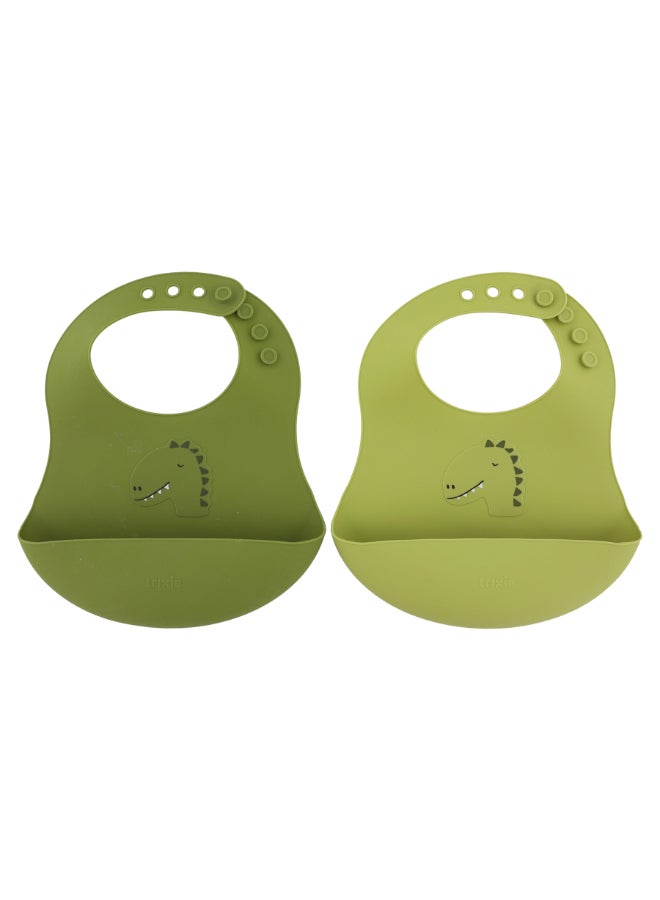 Trixie Silicone Bib With Handy Pocket - Pack of 2 - Mr. Dino - Image 2