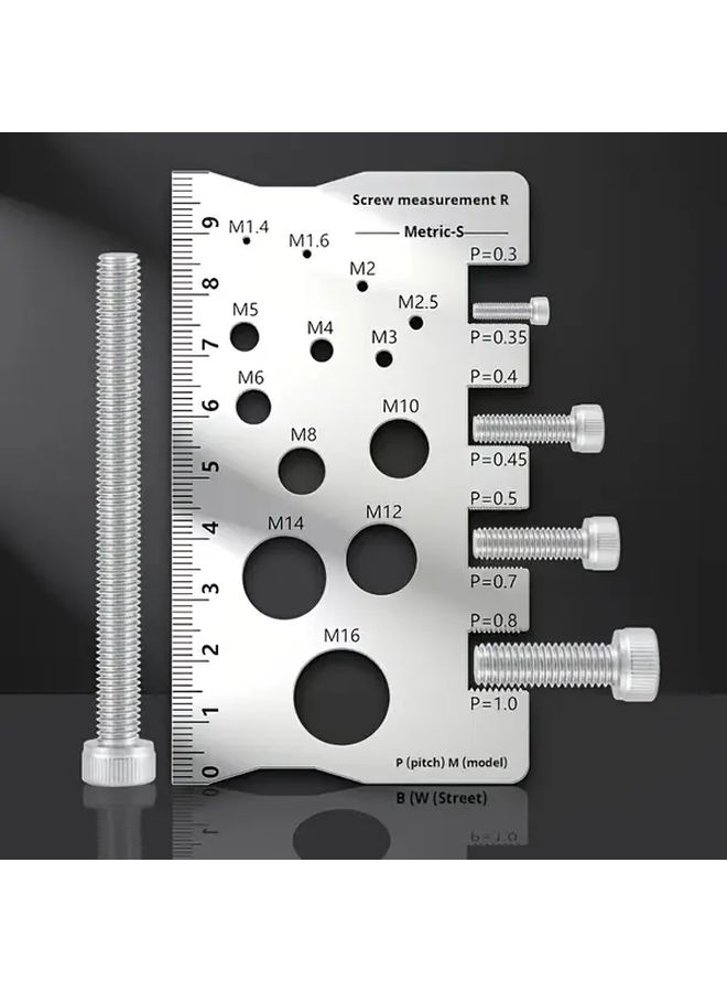 1pc Silvery Metal Solid Screw And Bolt Measuring Caliper Stainless Steel Durable Precision Engraved Accurate Thread Distance Measurement Gaug - Image 5