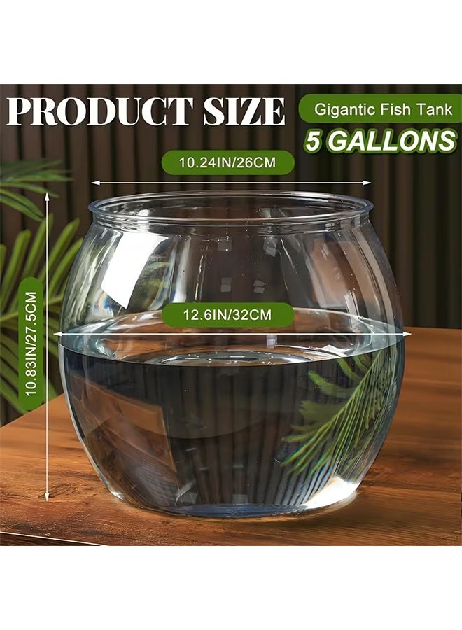 حوض سمك PET مقوى بسعة 18.93 لتر، وعاء سمك دائري فائق الشفافية، حاوية منزلية متعددة الاستخدامات، مناسب لتزيين المنزل والمكتب - Image 3
