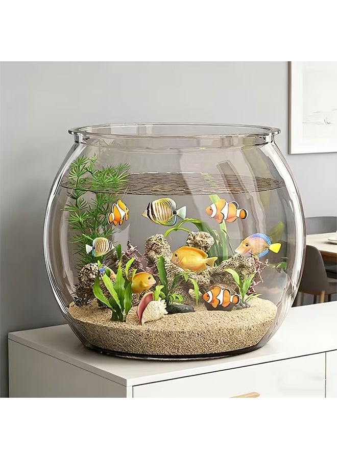 حوض سمك PET مقوى بسعة 18.93 لتر، وعاء سمك دائري فائق الشفافية، حاوية منزلية متعددة الاستخدامات، مناسب لتزيين المنزل والمكتب - Image 2