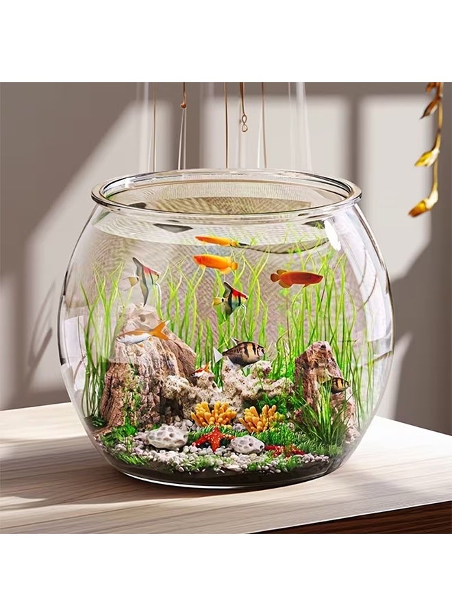 حوض سمك PET مقوى بسعة 18.93 لتر، وعاء سمك دائري فائق الشفافية، حاوية منزلية متعددة الاستخدامات، مناسب لتزيين المنزل والمكتب - Image 1