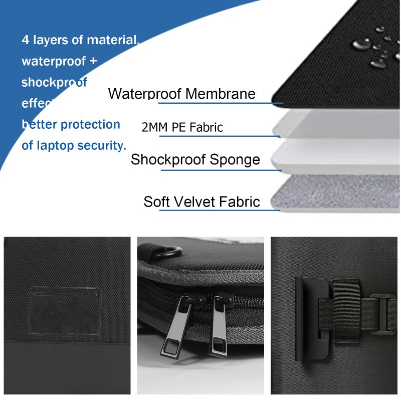 CDBXPRG Laptop Case Sleeve 15.6 inch,15-16 inch Shockproof Computer Cover for HP,Laptop Bag for ASUS Acer Aspire 15,HP Pavilion/Envy 15,Dell Inspiron/Latitude 15,Lenovo IdeaPad 15,ASUS ZenBook(Black) - Image 5