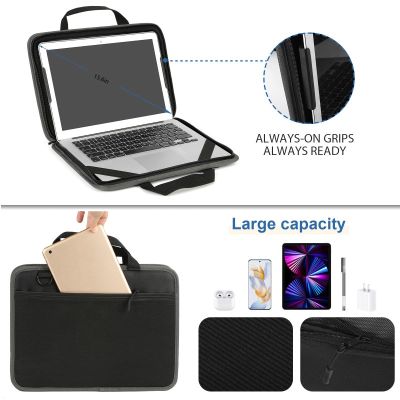 CDBXPRG Laptop Case Sleeve 15.6 inch,15-16 inch Shockproof Computer Cover for HP,Laptop Bag for ASUS Acer Aspire 15,HP Pavilion/Envy 15,Dell Inspiron/Latitude 15,Lenovo IdeaPad 15,ASUS ZenBook(Black) - Image 2