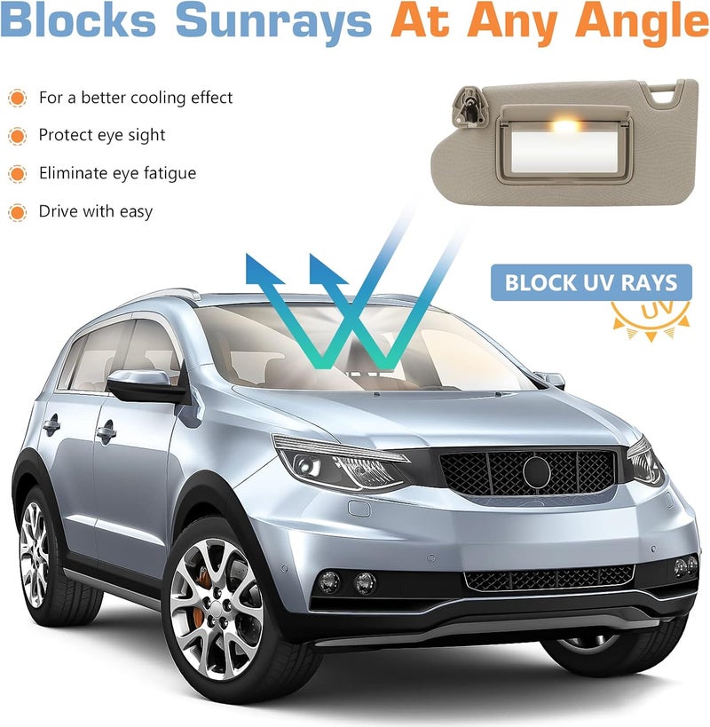 Hurotoms Beige Right Passenger Side Sun Visor for Nissan Altima - Image 4