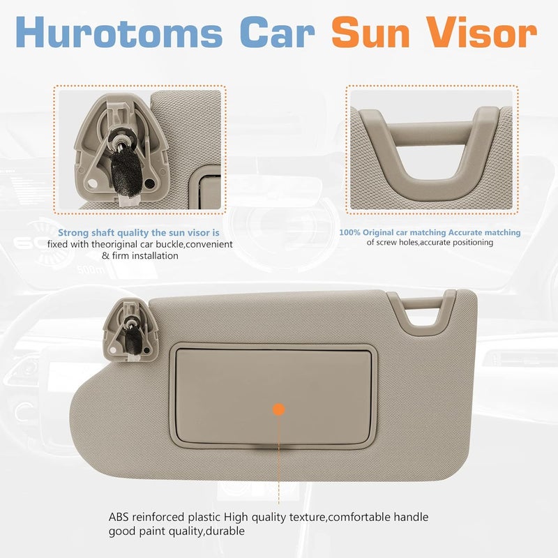 Hurotoms Beige Right Passenger Side Sun Visor for Nissan Altima - Image 3