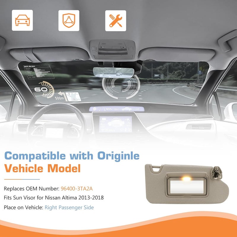 Hurotoms Beige Right Passenger Side Sun Visor for Nissan Altima - Image 2