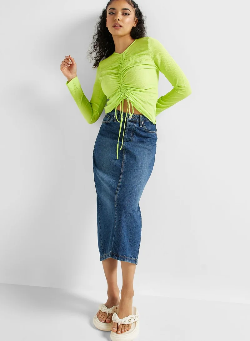 TOPSHOP Front Ruched Crinkled Top