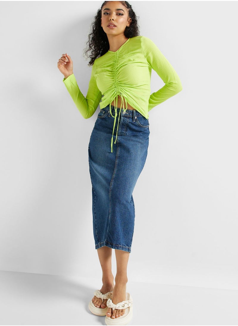 TOPSHOP Front Ruched Crinkled Top  - Image 4