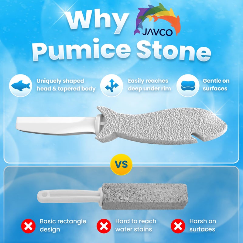 JAVCO Pumice Stone for Cleaning with Handle (2 Pack) â€“ Scrubbing Stone for Porcelain, Ceramic and Tile, Pumiceshark for Toilet Cleaning (2, small pack) - Image 2