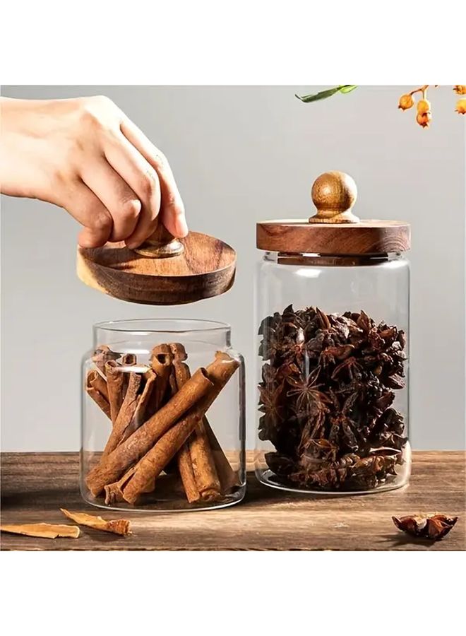 Glass Food Storage Jar 750ml with Acacia Wood Lid Container Coffee Tea - Image 3