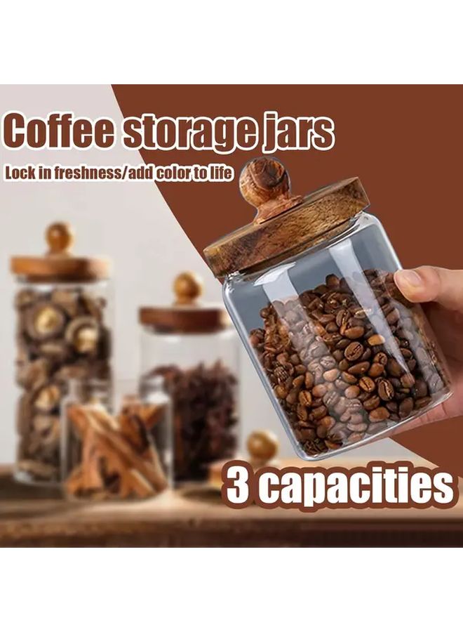 Glass Food Storage Jar 750ml with Acacia Wood Lid Container Coffee Tea - Image 1