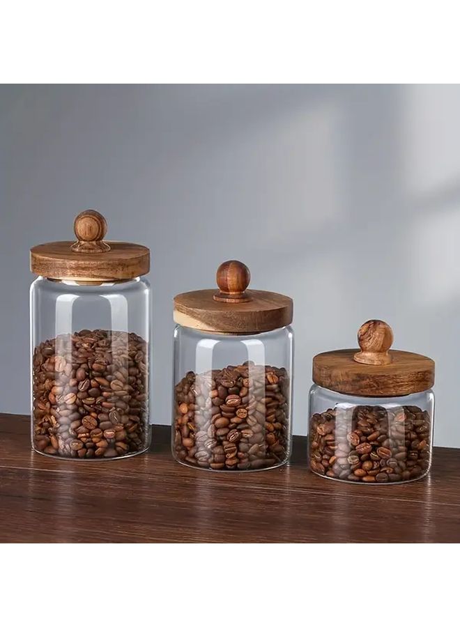 Glass Food Storage Jar 750ml with Acacia Wood Lid Container Coffee Tea - Image 4