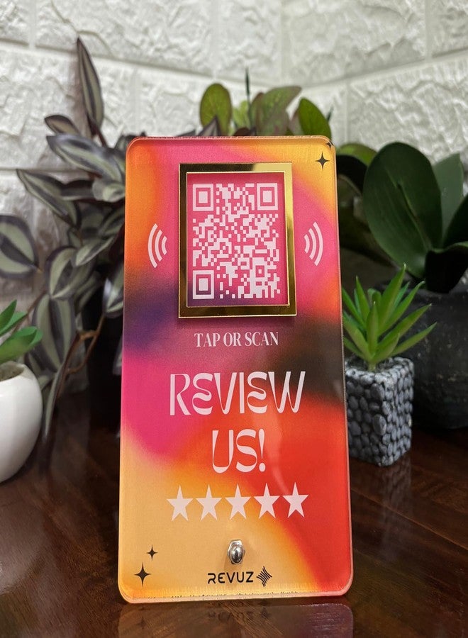 حامل مراجعة REVUZ Luxe عبر الإنترنت | حامل أكريليك فاخر لسهولة المراجعة عبر الإنترنت | خاصية النقر بتقنية NFC / مسح رمز الاستجابة السريعة (M08) - Image 2