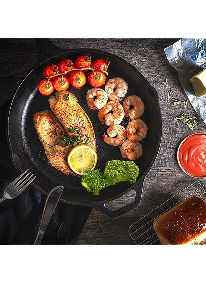 PROMASS - Iron Skillet Pre-Seasoned Frying Pan: Upgraded Seasoned Cast Iron Pan with Handles – Premium Cast Iron Cookware Skillet - Safe Grill Cookware for Indoor & Outdoor Use (26cm, Black) - Image 1