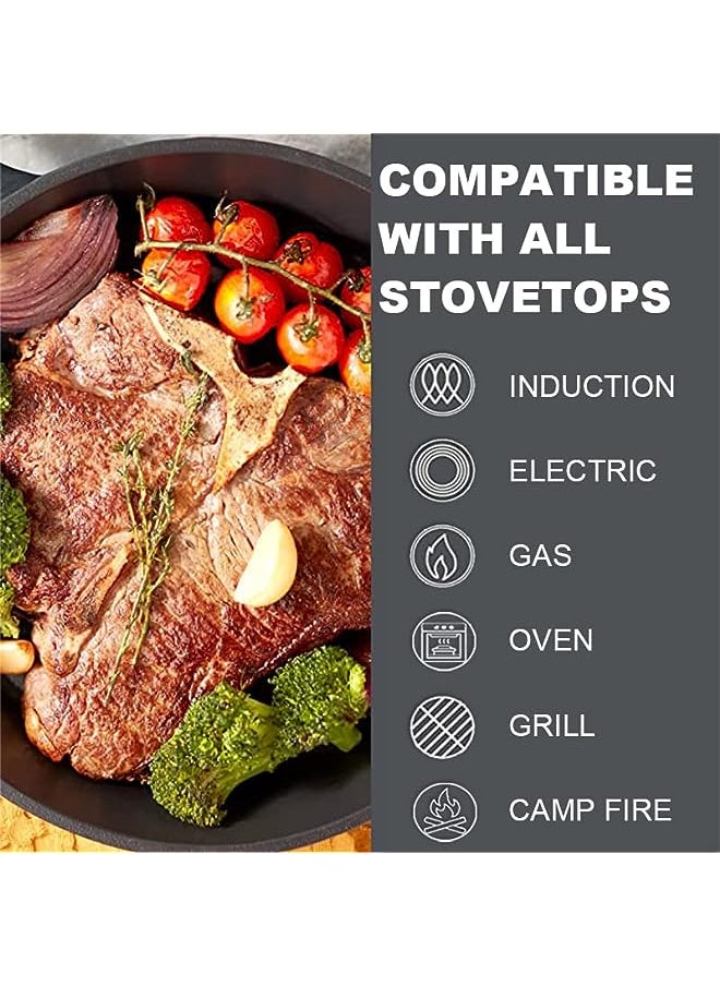 PROMASS - Iron Skillet Pre-Seasoned Frying Pan: Upgraded Seasoned Cast Iron Pan with Handles – Premium Cast Iron Cookware Skillet - Safe Grill Cookware for Indoor & Outdoor Use (26cm, Black) - Image 1