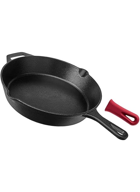 Iron Skillet Pre-Seasoned Frying Pan: Upgraded Seasoned Cast Iron Pan with Handles – Premium Cast Iron Cookware Skillet - Safe Grill Cookware for Indoor & Outdoor Use (26cm, Black)
