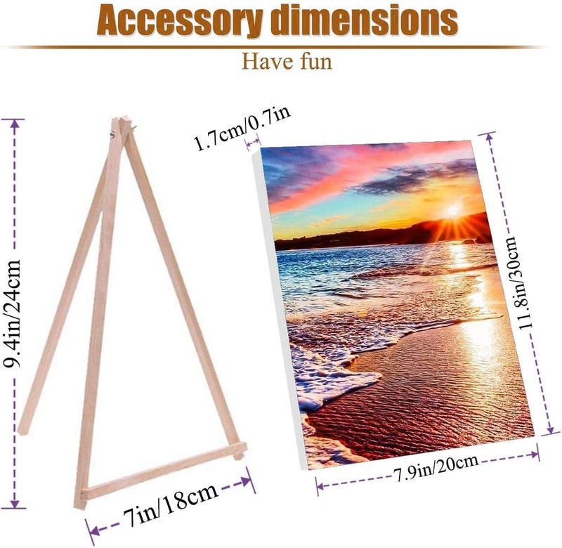 VIGEGU 4 Pack Paint by Numbers Kit for Adults Framed Canvas - with Wooden Easel,Adults' Paint-by-Number Kits Beach Sunset Leisure Chair DIY Acrylic Landscape Oil Painting Kits Arts Crafts 7.8x11.8inch - Image 2