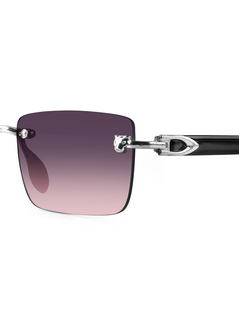 Woggles Xylo Pink Rimless Rectangle Sunglasses |Men & Women|100% UV Protection
