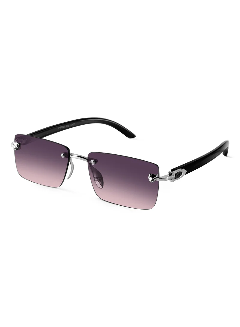 Woggles Xylo Pink Rimless Rectangle Sunglasses |Men & Women|100% UV Protection