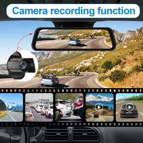 Hikity 2.5K Rear View Mirror Dash Cam Backup Camera,in-Mirror Smart 9.66 Inch IPS Touch Screen Front&Rear Mirror Camera,Car Players Wireless CarPlay&Android Auto for Cars Trucks,Parking Monitoring,64GB Card - Image 5