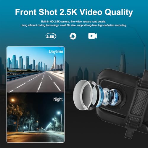 Hikity 2.5K Rear View Mirror Dash Cam Backup Camera,in-Mirror Smart 9.66 Inch IPS Touch Screen Front&Rear Mirror Camera,Car Players Wireless CarPlay&Android Auto for Cars Trucks,Parking Monitoring,64GB Card - Image 4