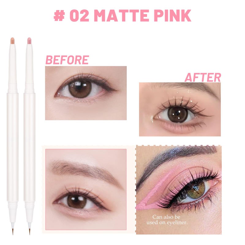 Nobeka 3PC Dual Ended Highlighter Makeup Pen, Glitter & Matte Nude EyeLiner & Eyeshadow, Contour liquid Liner 2 in 1 Eye Brightener Stick, Mulit-Funtional Long Lasting Lying Silkworm Pencil ( #01, #03, #04 ) - Image 3