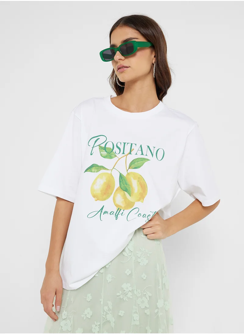 جينجر Crew Neck Oversize Positano Travel T-Shirt