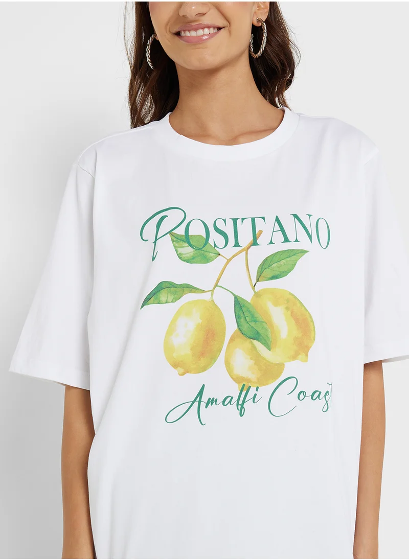 Ginger Crew Neck Oversize Positano Travel T-Shirt