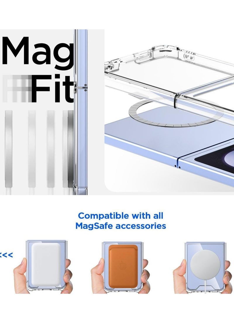 حومة جراب Magsafe لهاتف Samsung Galaxy Z Flip 6 متوافق مع MagSafe، جراب مغناطيسي شفاف مقاوم للصدمات ومقاوم للاصفرار لهاتف Galaxy Z Flip 6 5G - Image 2