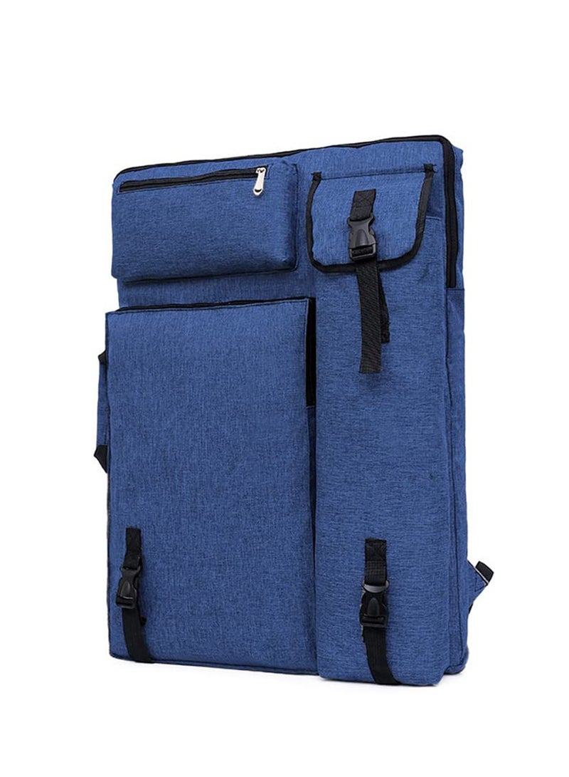 SYOSI Art Portfolio Case Bag, Art Canvas Portfolio Case with Shoulder Strap & Handle, Light Weight Artists Carry Bag for Artwork, Poster, Sketching, And Drawing, 18.5 X 25.5in, Blue - Image 1