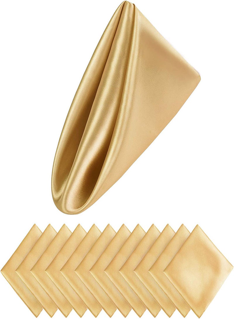 طقم مناديل ساتان أنيقة، 10 قطع بمقاس 17x17 بوصة، مناديل عشاء ناعمة للزفاف والحفلات، قماش ناعم قابل للغسل للمناسبات الخاصة - Image 1