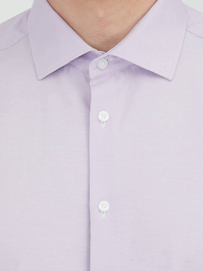 Kip Purple Plain Regular Fit Long Weaving Classical Cotton Blended Shirt - Image 5