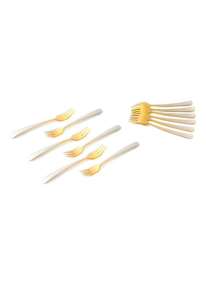 Life Smile 12pcs Cutlery Set, 18/10 Stainless Steel, Flatware Set, 12pcs Cake Fork, Gold Gradient, for Home Kitchen, Mirror Polished - Dishwasher Safe  - Image 1