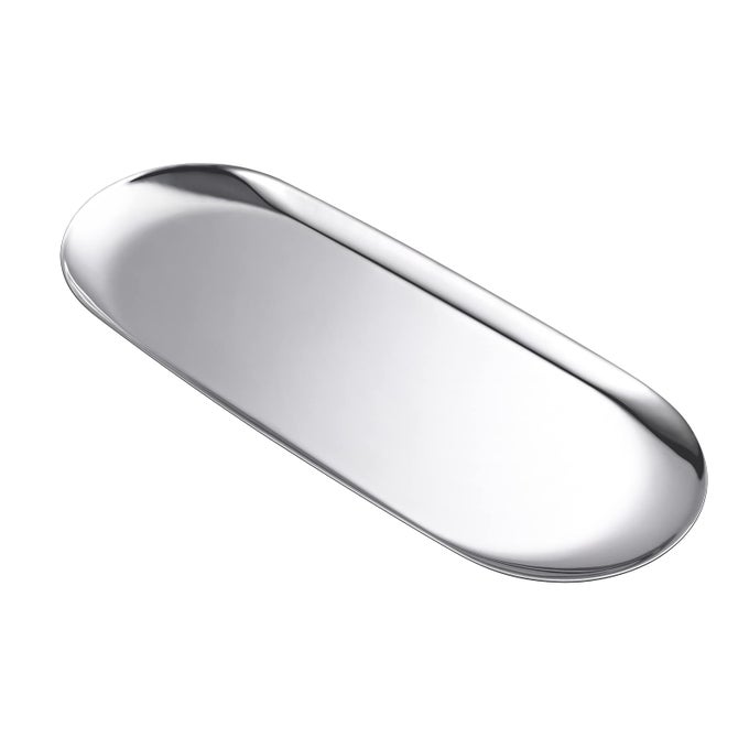 Silver Oval Stainless Steel Tray Mini Coffee Table Tray for Jewelry Cosmetics Candles