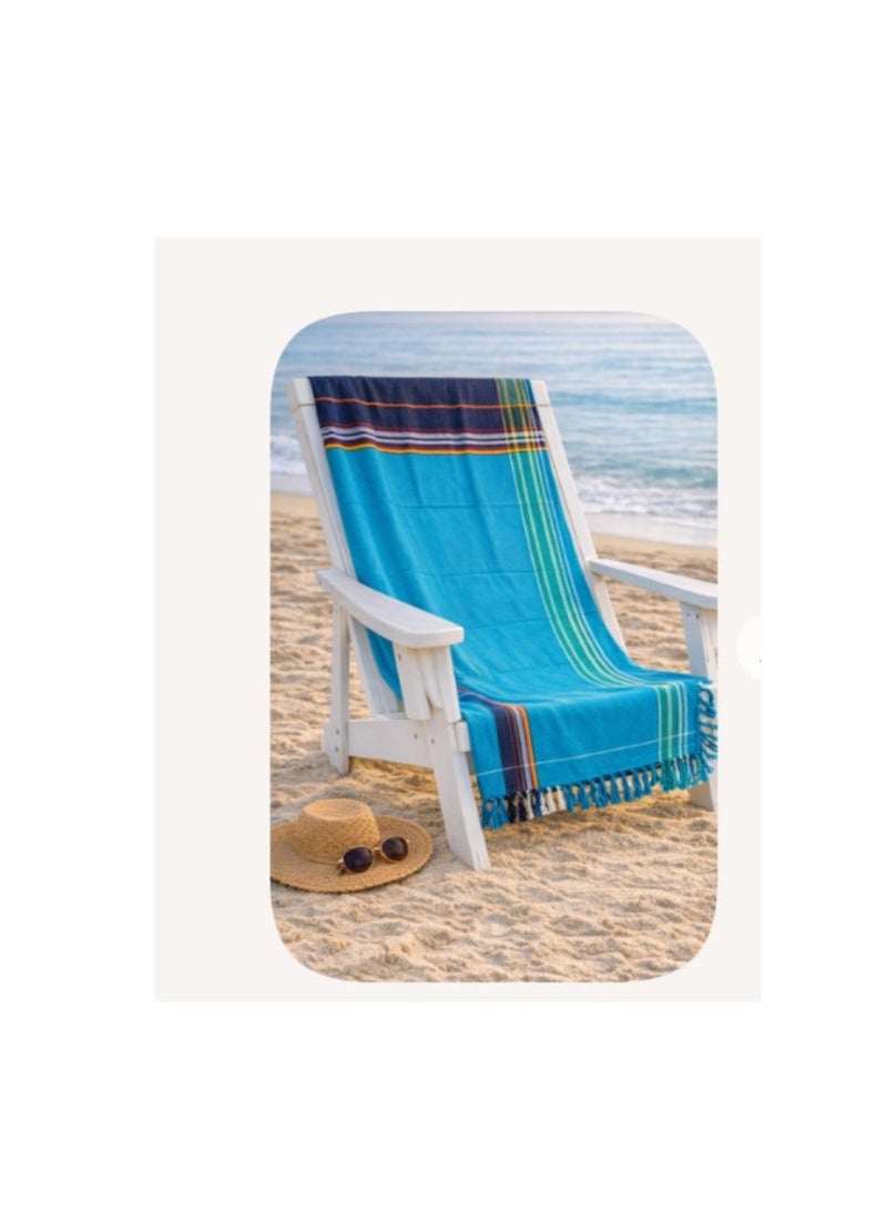 Swahili Kikoy Coastal   Beach Towel Large Absorbent Bath Towel 100% Organic Cotton Soft Travel Towels 102*178cm - Image 3