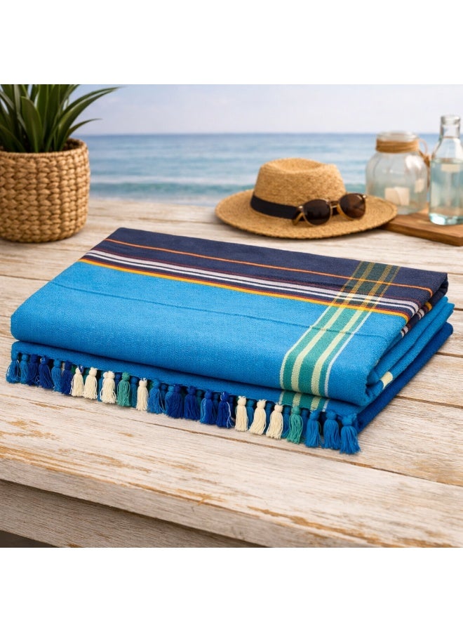 Swahili Kikoy Coastal   Beach Towel Large Absorbent Bath Towel 100% Organic Cotton Soft Travel Towels 102*178cm - Image 4