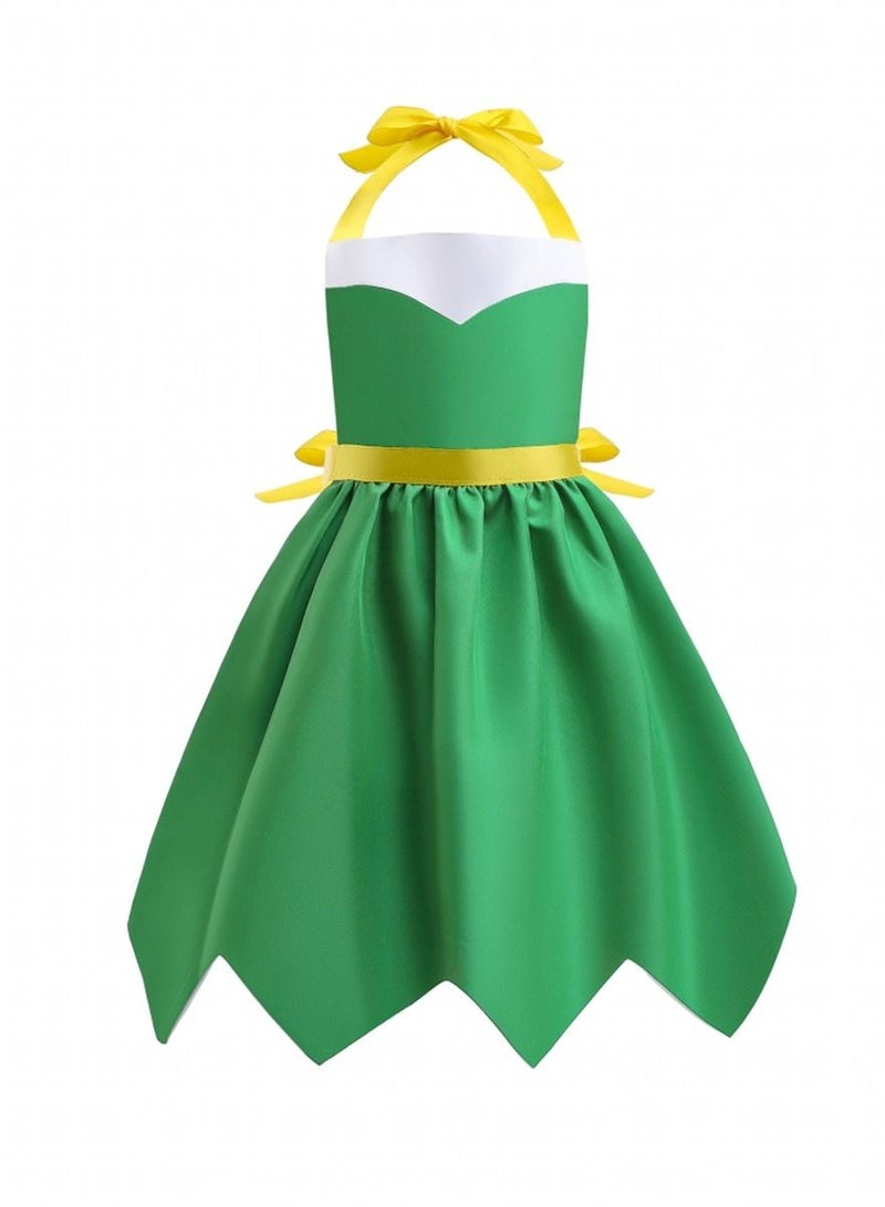 Loquat Children's Gown Princess Style Apron Hanging Neck Green 