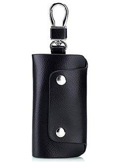 KASTWAVE Unisex Genuine Cow Leather Keychain Bag Men Women Key Holder Organizer Pouch Car Key Case Magnetic Buckle-Black  - Image 1