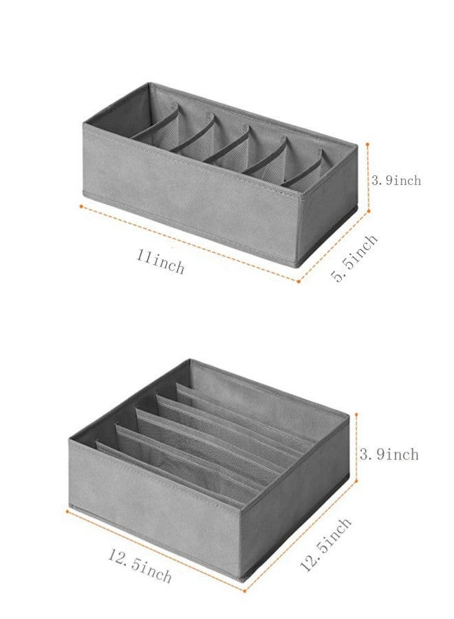 WAOKN 4-piece Set of Household Drawer-type Storage Boxes - Suitable for Storing Socks, Underwear, and Clothes, Foldable Design, Divided Design, Gray  - Image 5