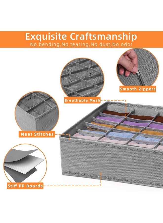 WAOKN 4-piece Set of Household Drawer-type Storage Boxes - Suitable for Storing Socks, Underwear, and Clothes, Foldable Design, Divided Design, Gray  - Image 2