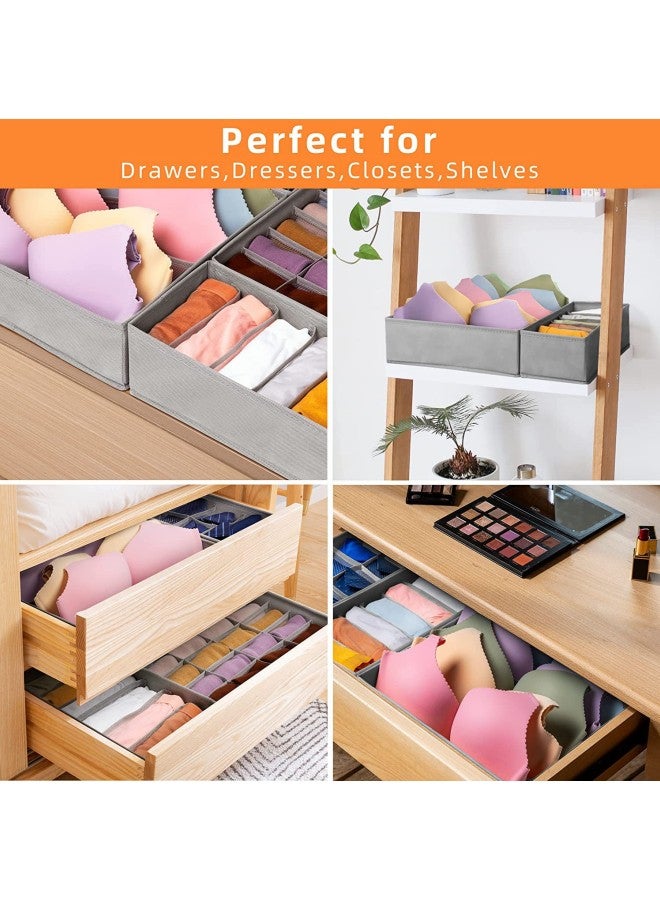 WAOKN 4-piece Set of Household Drawer-type Storage Boxes - Suitable for Storing Socks, Underwear, and Clothes, Foldable Design, Divided Design, Gray  - Image 3