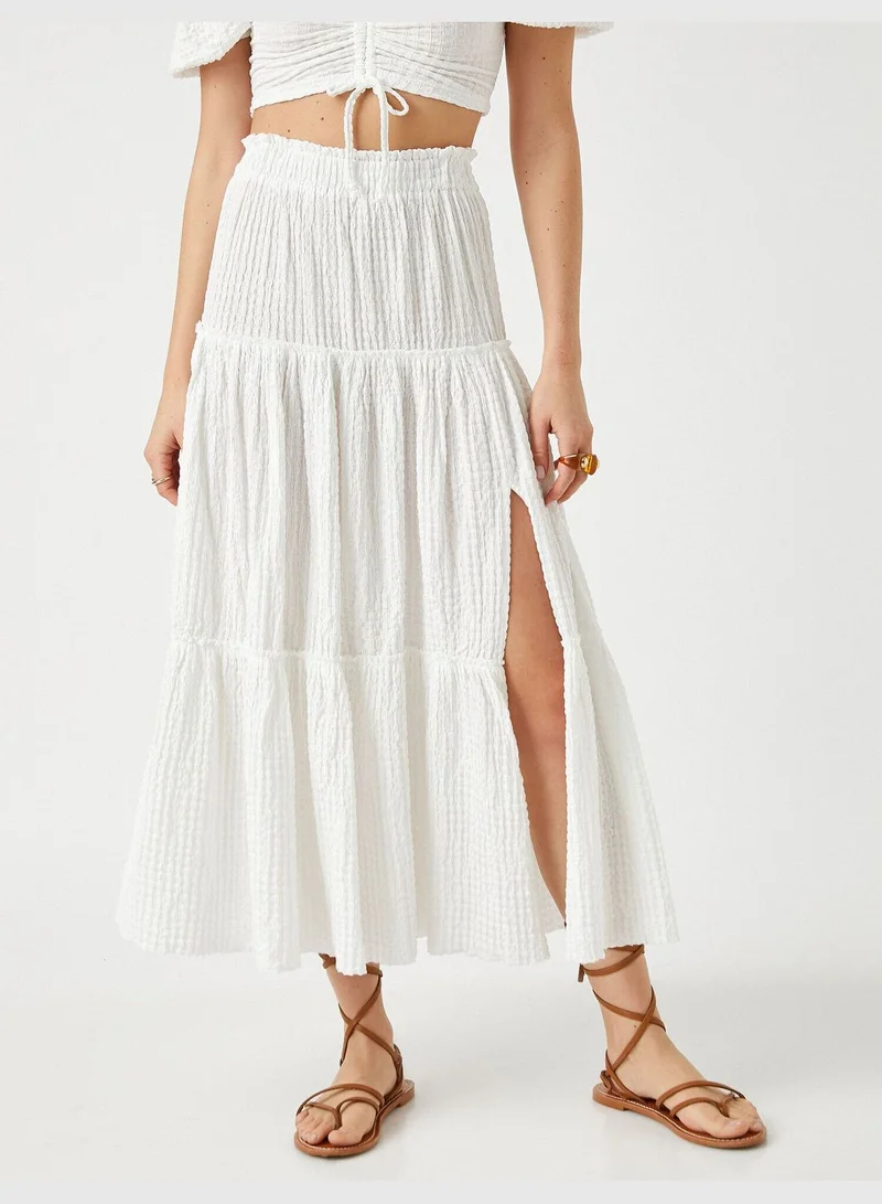 KOTON Drawstring Slit Frill Skirt
