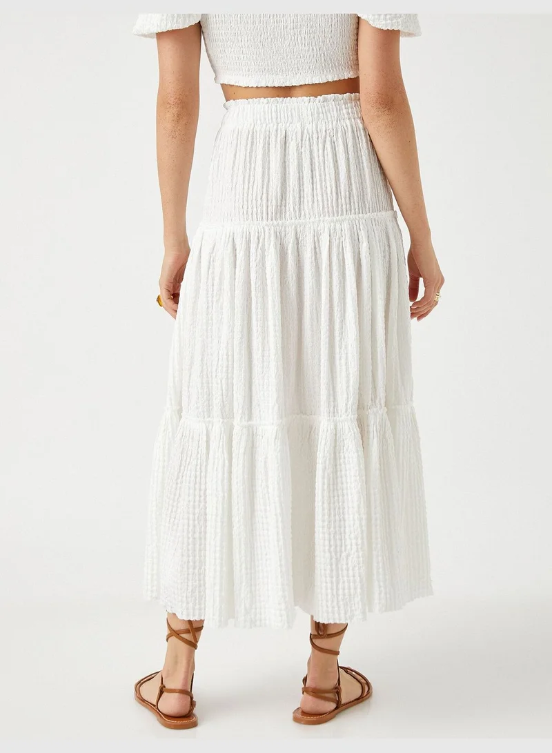 KOTON Drawstring Slit Frill Skirt