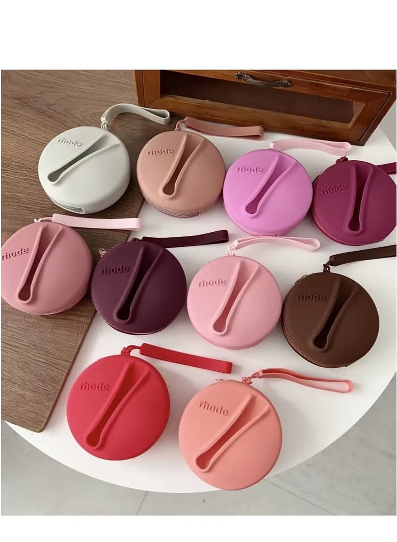rhode Lipstick Holder Bag Coin Purse Lip Glaze Organizer Storage Bag Toast Ribbon (PINK) - Image 5