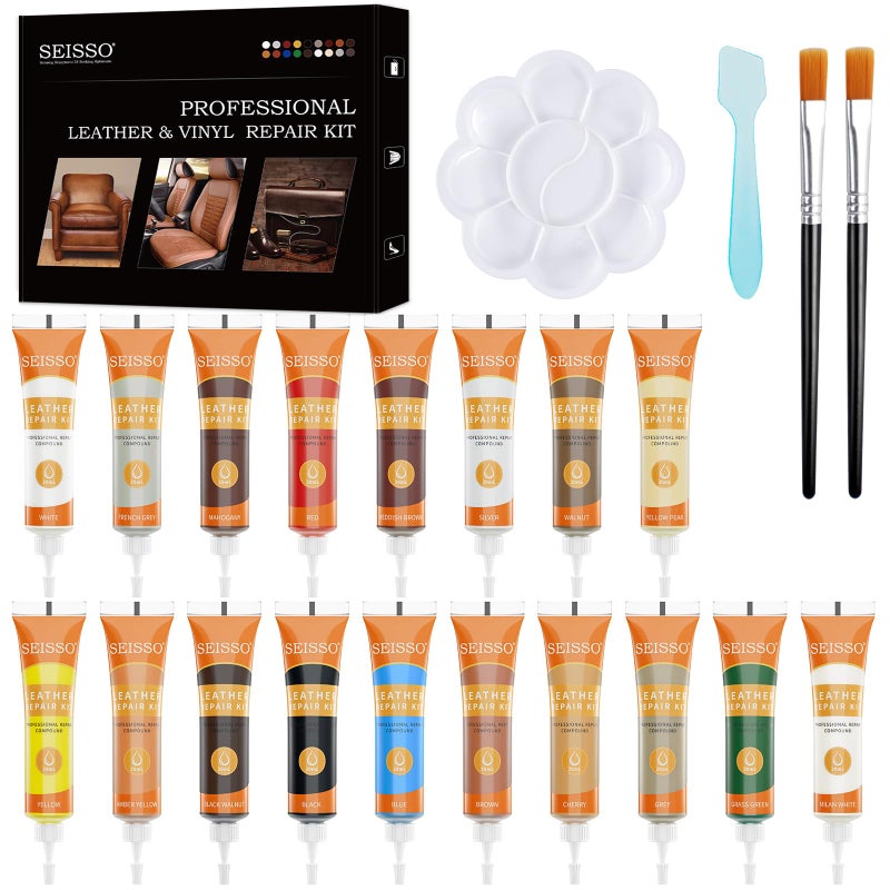 DEWEL 18 Colors Leather Repair Kit for Furniture and Vinyl Repair Kit for Refurbishing Upholstery Couch Boat Car Seat Shoes and Jacket Leather Dye Kit A Simple and Convenient Leather Repair Solution - Image 3