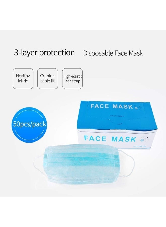 Poaker Blue/Black Disposable Face Masks Non-Woven Fabric For Comprehensive Nose And Mouth Protection  - Image 5