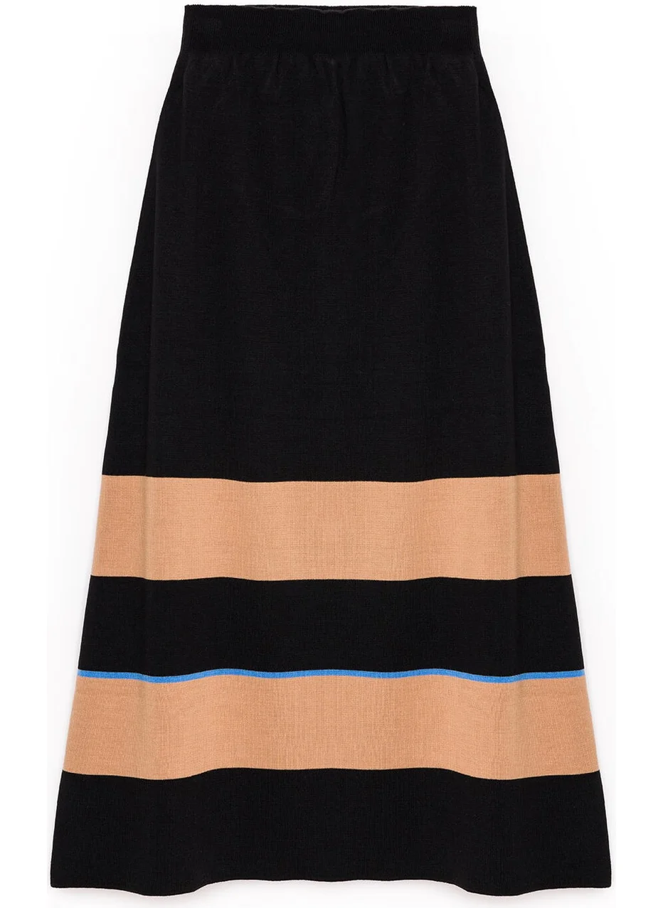 تاتشي Striped Knitwear Skirt with Elastic Waist