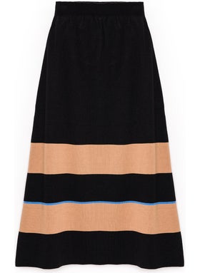 Touche Striped Knitwear Skirt with Elastic Waist  - Image 1