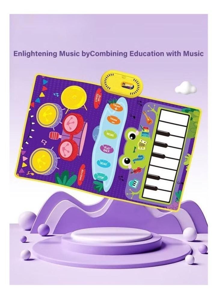 NIBEMINENT Jazz Drum Record Demo Musical Mat, Kids Piano Keyboard Play Mat with 7 Sounds, Children Electronic Music Blanket Touch Playmat Floor Piano Dance Mat Early Education Toys Gifts for Toddlers Baby  - Image 3