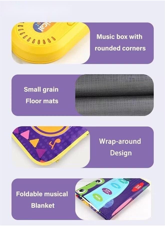 NIBEMINENT Jazz Drum Record Demo Musical Mat, Kids Piano Keyboard Play Mat with 7 Sounds, Children Electronic Music Blanket Touch Playmat Floor Piano Dance Mat Early Education Toys Gifts for Toddlers Baby  - Image 5
